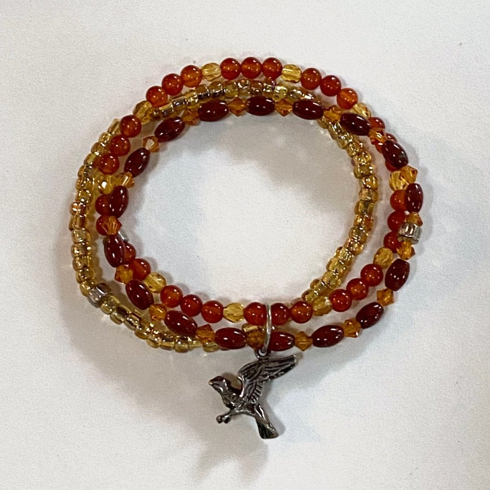 stretchy carnelian/jasper/crystal phoenix bracelet